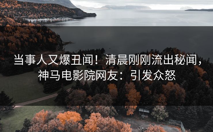 当事人又爆丑闻！清晨刚刚流出秘闻，神马电影院网友：引发众怒