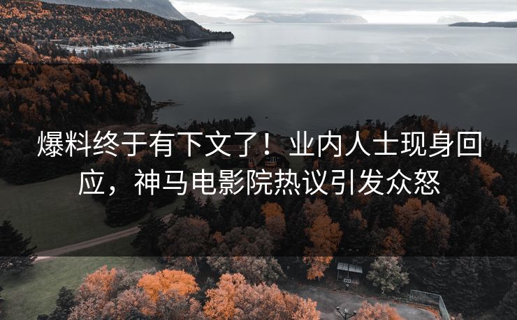 爆料终于有下文了！业内人士现身回应，神马电影院热议引发众怒