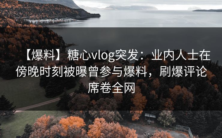 【爆料】糖心vlog突发：业内人士在傍晚时刻被曝曾参与爆料，刷爆评论席卷全网