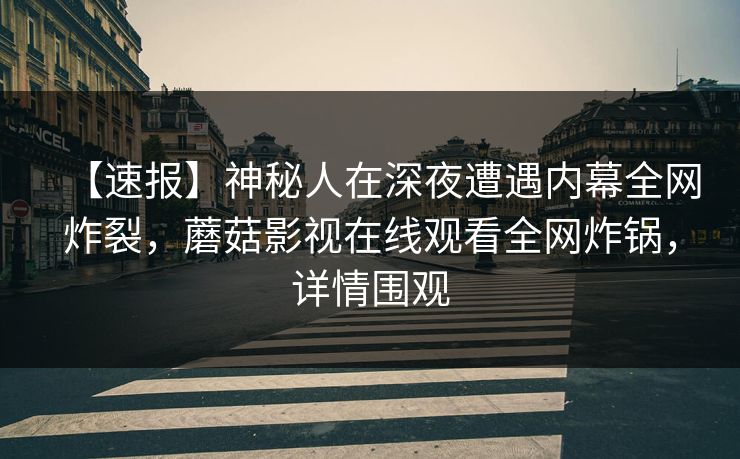 【速报】神秘人在深夜遭遇内幕全网炸裂，蘑菇影视在线观看全网炸锅，详情围观