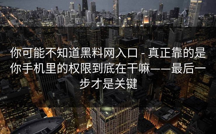 你可能不知道黑料网入口 - 真正靠的是你手机里的权限到底在干嘛——最后一步才是关键