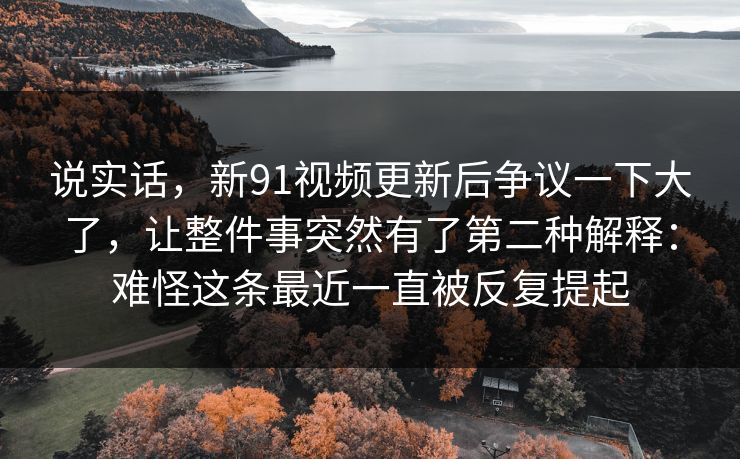 说实话，新91视频更新后争议一下大了，让整件事突然有了第二种解释：难怪这条最近一直被反复提起